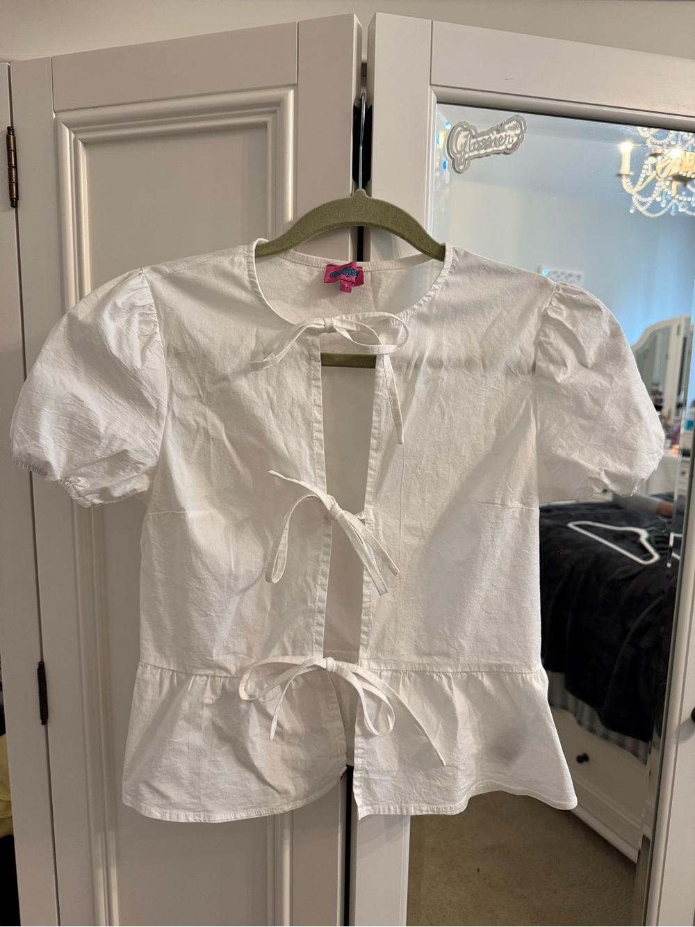 Edikted White Tie-Front Peplum Top